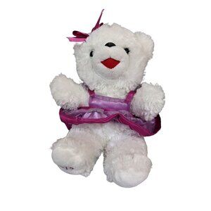 Snowflake Teddy 2019 White Plush Bear Purple Snowflake Dress Bow Holiday 12 inch
